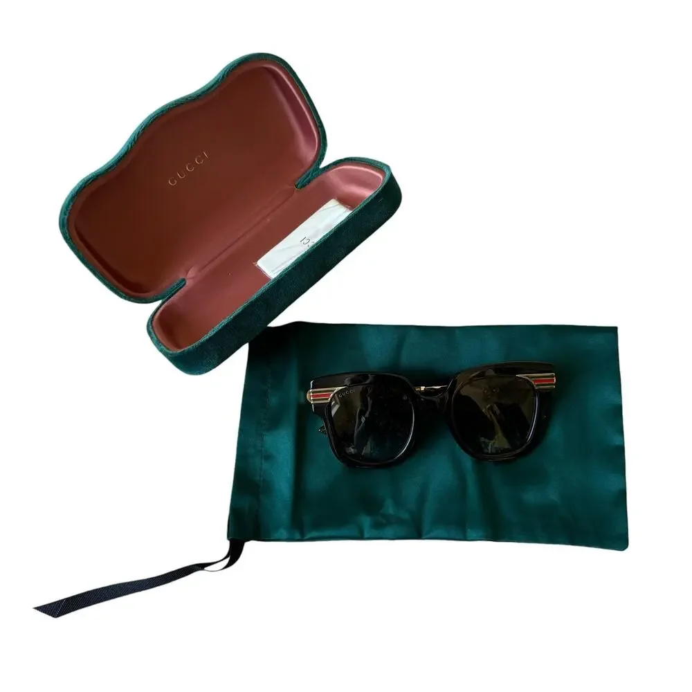 GUCCI Women's Oversized Sunglasses Black Gold Glitter/Gradient
